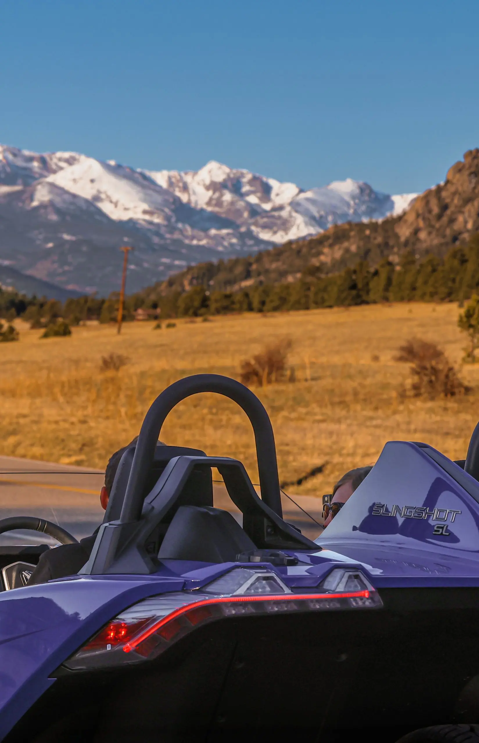 Backbone Adventures - Slingshot Rentals Page - Slingshot 4 A view of the mountains from a rented Slingshot.